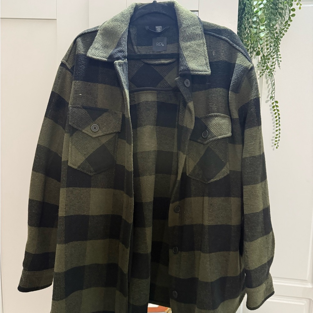 Men's Green and Black Checkered Jacket
